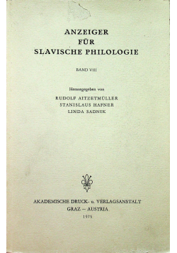 Anzeiger fur Slavische  Philologie band VII