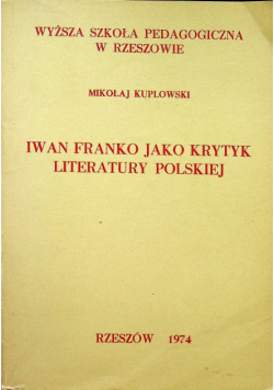 Iwan Franko jako krytyk literatury polskiej