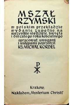 Mszał Rzymski 1936 r.