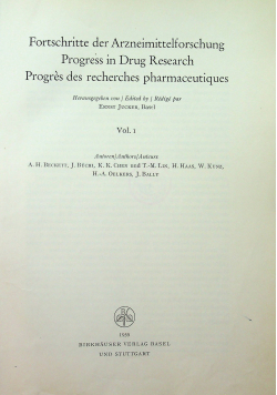 Progress in drug research 1