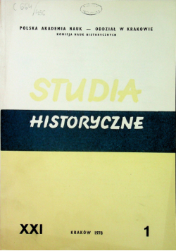 Studia historyczne Rok XXI Zeszyt 1