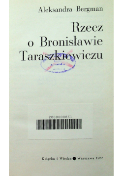 Rzecz o Bronisławie Taraszkiewiczu