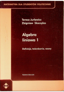 Algebra liniowa 1 definicje twierdzenia wzory