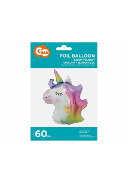 Balon foliowy jednorożec głowa błyszczący 60cm