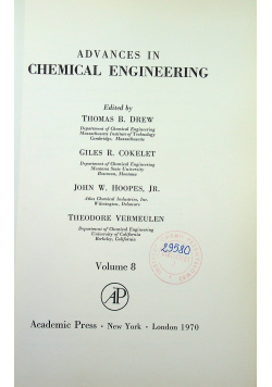 Advances in chemical engineering volume 8