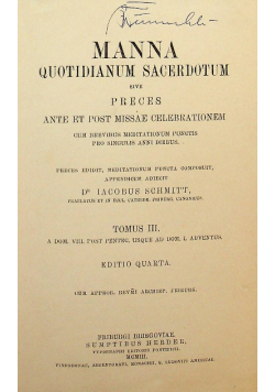 Manna quotidianum sacerdotum tomus III 1903 r.
