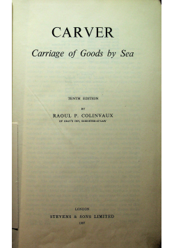 Carver Carriage of Goods  by Sea