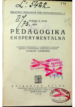 Pedagogika eksperymentalna 1926r