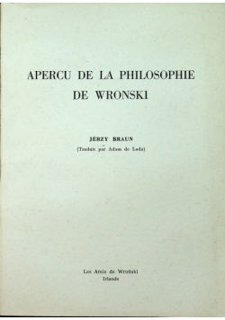 Apercu de la philosophie de Wronski