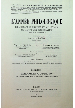 L annee philologique Tome XLVI
