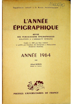 L annee epigraphique anne 1964