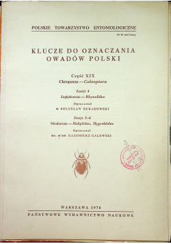 Klucze do oznaczania owadów Polski Część XIX Zeszyt 4-6