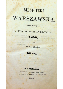 Biblioteka warszawska Tom II 1858 r