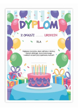 Dyplom A4 urodzinowy - Tort 5szt