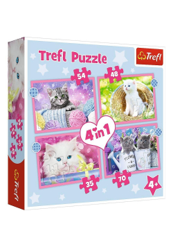 Puzzle 4w1 Zabawne kotki TREFL