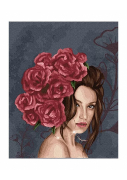 Malowanie po numerach - Pani w różach 40x50cm