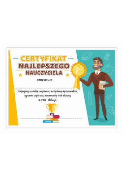 Certyfikat A4 najlepszego nauczyciela 30szt