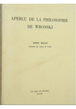 Apercu de la philosophie de Wronski