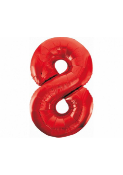 Balon foliowy B&C cyfra 8 czerwona 85cm
