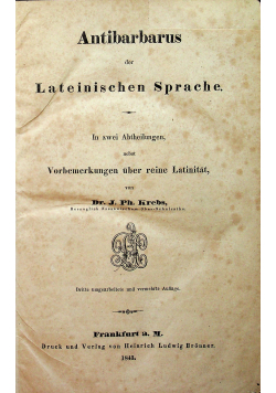 Antibarbarus der Lateinischen  Sprache 1843 r
