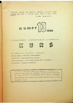 KURS numer 13 1985