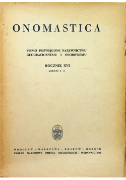 Onomastica Rocznik XVI Zeszyt 1 i 2