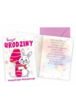 Karnet B6 Urodziny 1 zajączek