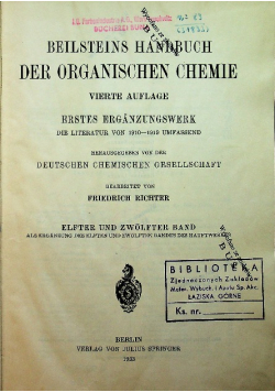 Beilsteins Handbuch der Organischen Chemie vierte auflage  1933 r