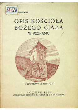 Opis kościoła Bożego ciała w Poznaniu 1930 r