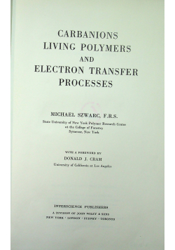 Carbanions living polymers and electron transfer processes