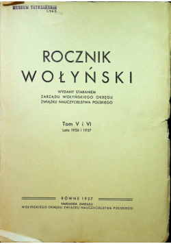Rocznik Wołyński tom V i VI 1937r.