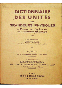 Dictionnaire des unites des grandeurs physiques 1947 r.