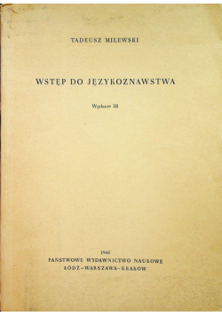Wstęp do językoznawstwa wydanie III