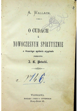 O cudach i nowoczesnym spirytyzmie 1890r