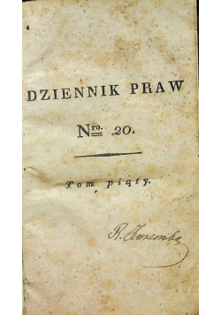 Dziennik Praw Tom 5 Dziennik Nr 20 i 21 1817r