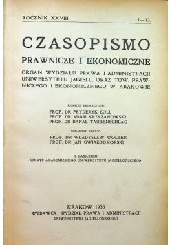 Czasopismo prawnicze i ekonomiczne rocznik XXVIII i XXIX ok 1933 r