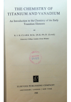 The chemistry of titanium and vanadium
