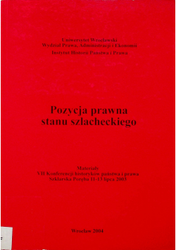 Pozycja prawna stanu szlacheckiego