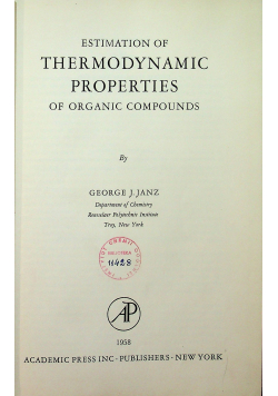 Estimation of thermodynamic properties of organic compounds