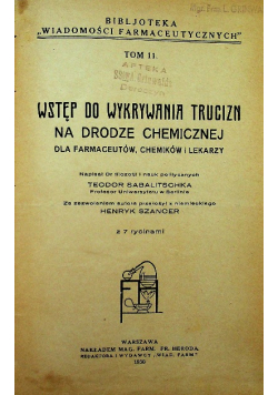 Wstęp do wykrywania trucizn 1930 r.