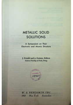 Metallic solid solutions