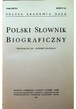 Polski Słownik Biograficzny Tom XXVI