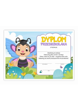 Dyplom A4 przedszkolaka - Motylek 10szt