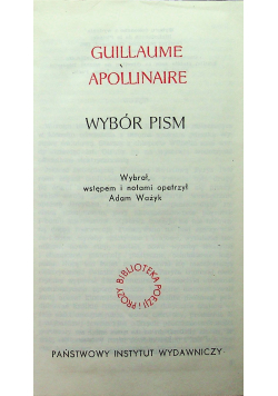 Apollinaire Wybór wierszy