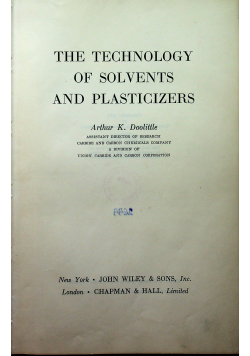 The Technology of solvents and plasticizers