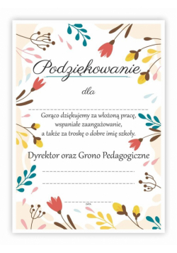 Dyplom A4 podziękowania - Kwiaty 30szt