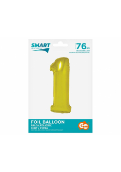 Balon foliowy cyfra 1 złota Smart 76cm