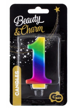 Świeczka cyferka 1 Beauty&Charm Galaxy 8cm