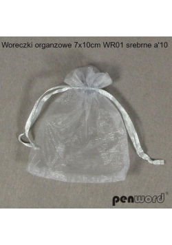 Woreczki organzowe srebrne 7x10cm 10szt