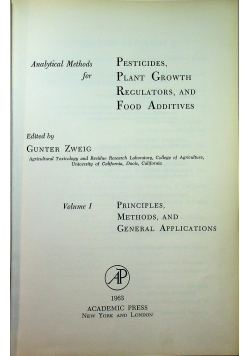 Analytical methods for pesticides plant growth regulator and food additives